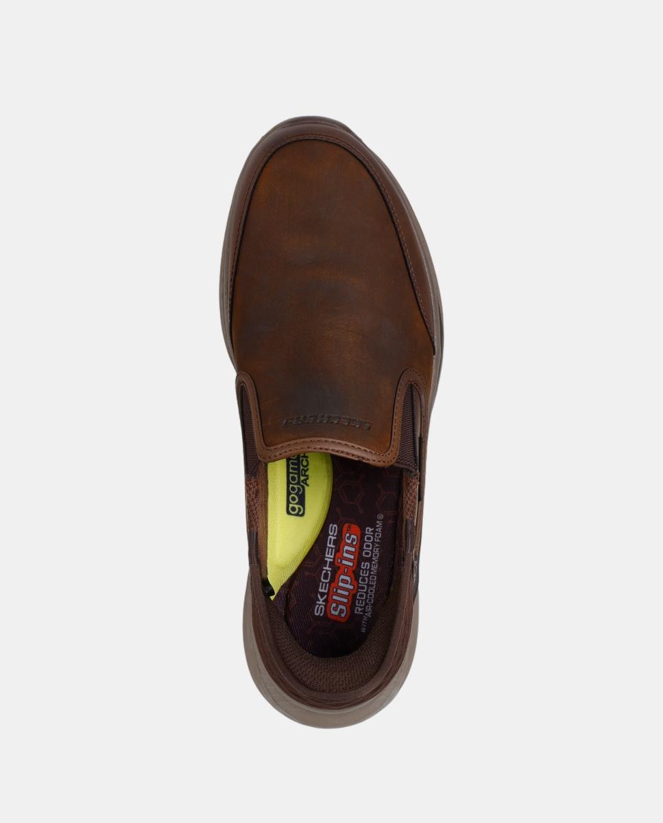 Zapato casual piel con slip ins - Skechers - Marrón Marrón-3