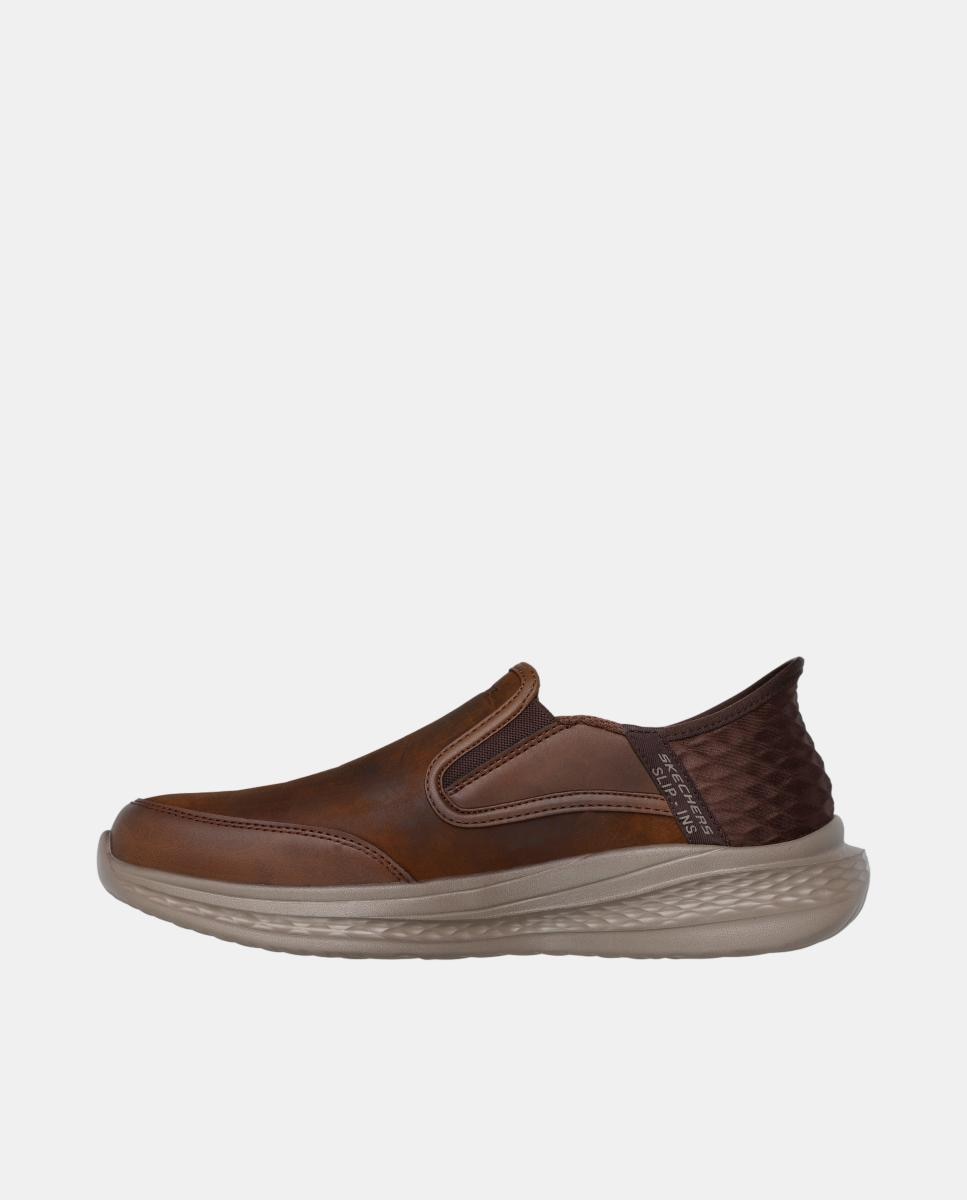 Zapato casual piel con slip ins - Skechers - Marrón Marrón-4