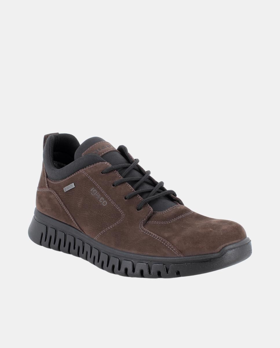 Zapato de caballero en nabuk y material sintético, forro goretex y cierre con cordones - Igi&Co - Marrón oscuro Marrón oscuro-2