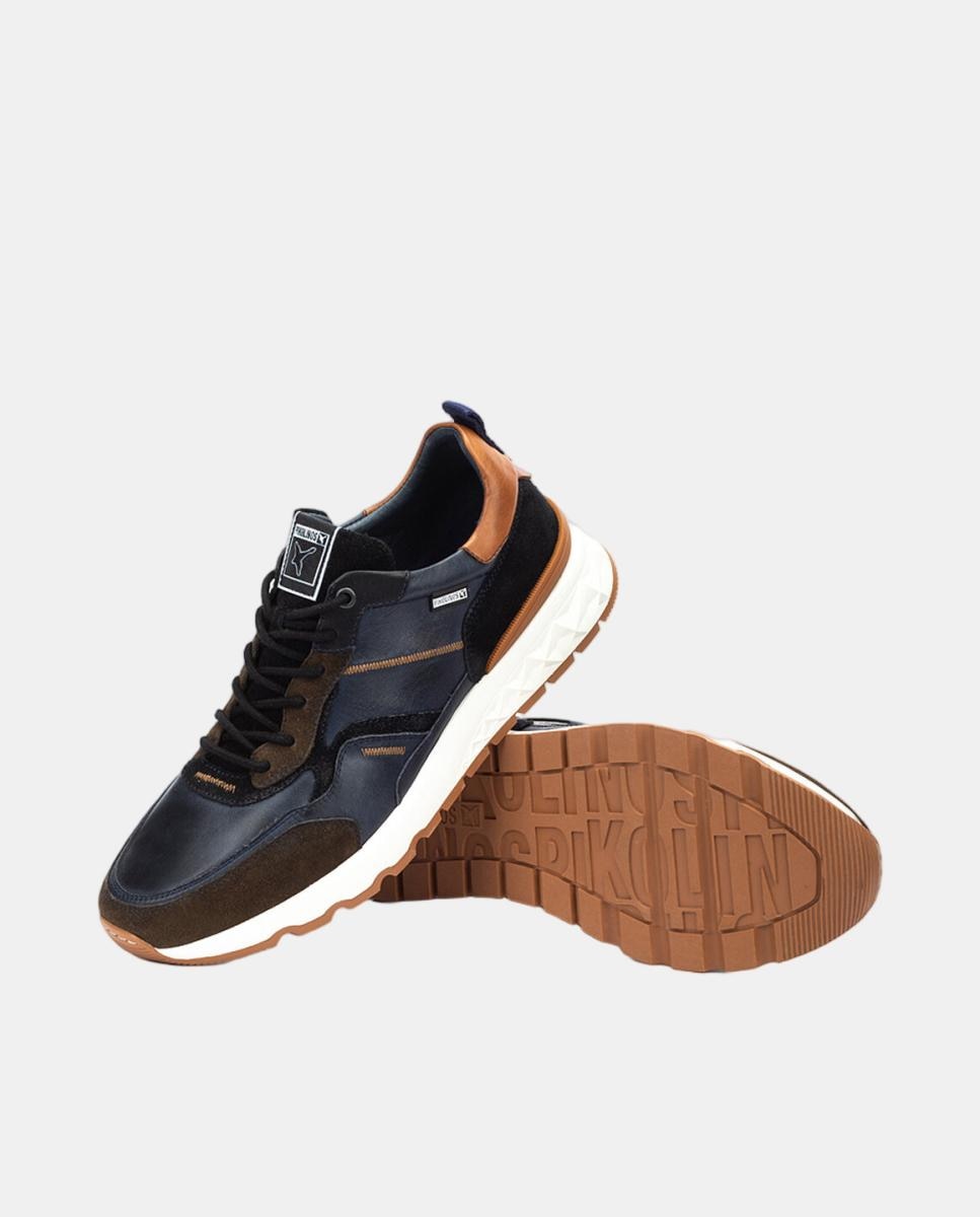 Sapatilhas em Pele com Palmilha Memory Foam e Sola Extraligeira Azul-escuro-5