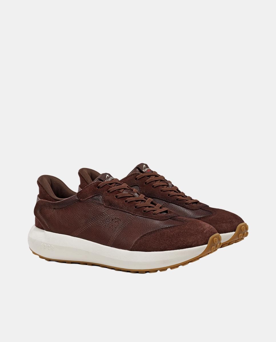 Sapatos Desportivos em Pele com Sola Extralight Castanho Suave-2