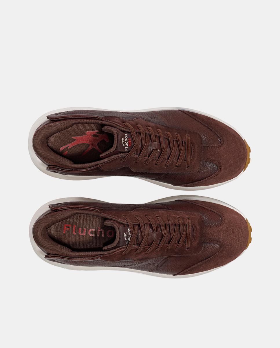 Sapatos Desportivos em Pele com Sola Extralight Castanho Suave-5