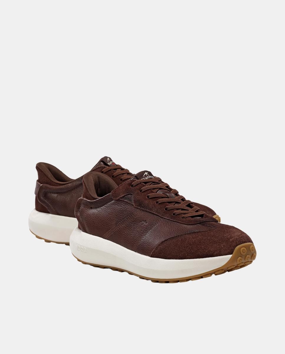 Sapatos Desportivos em Pele com Sola Extralight Castanho Suave-7