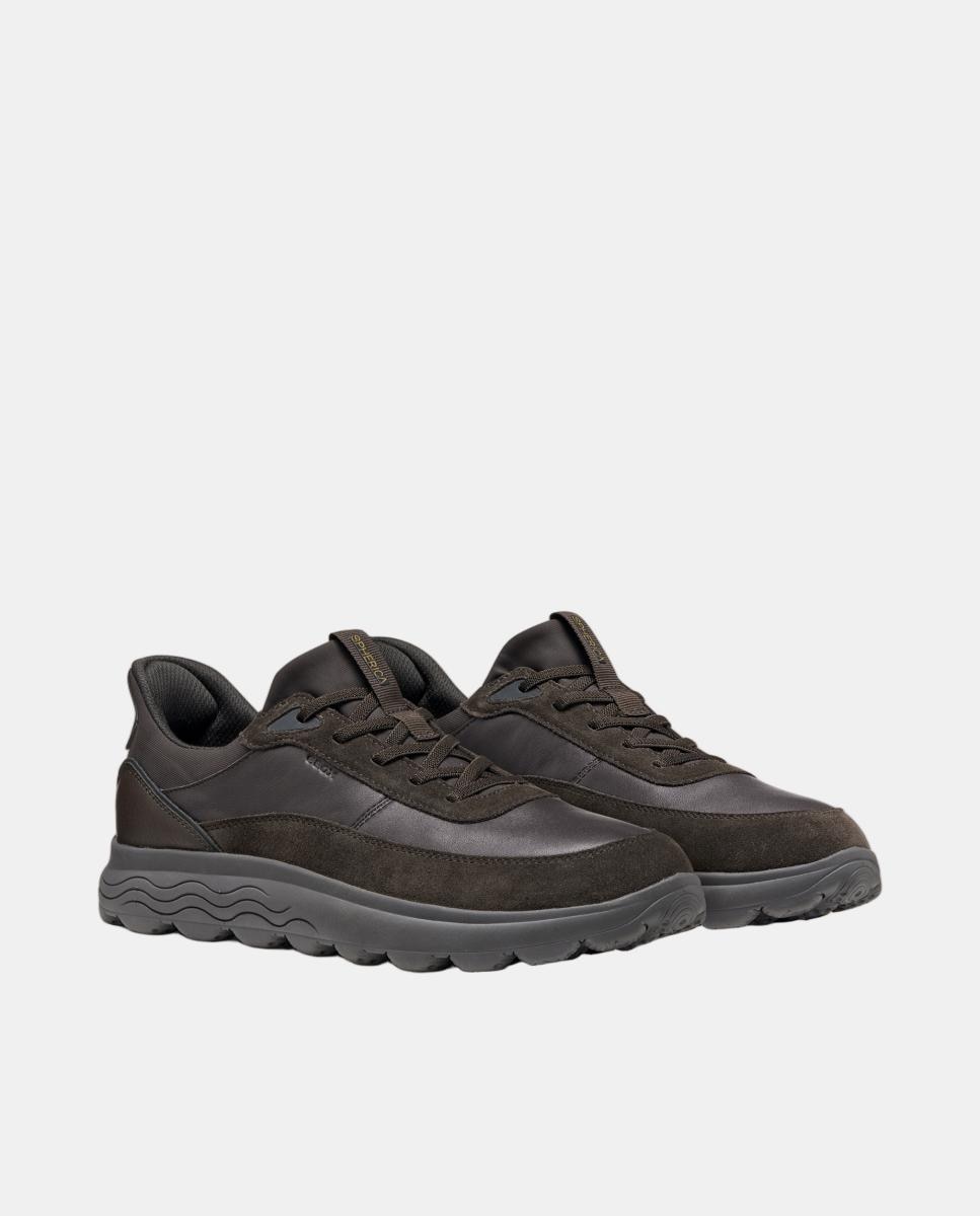 Imagen 2 de Zapatilla deportiva de caballero en ante y napa y suela amortiguada - Geox - Marrón oscuro Marrón oscuro