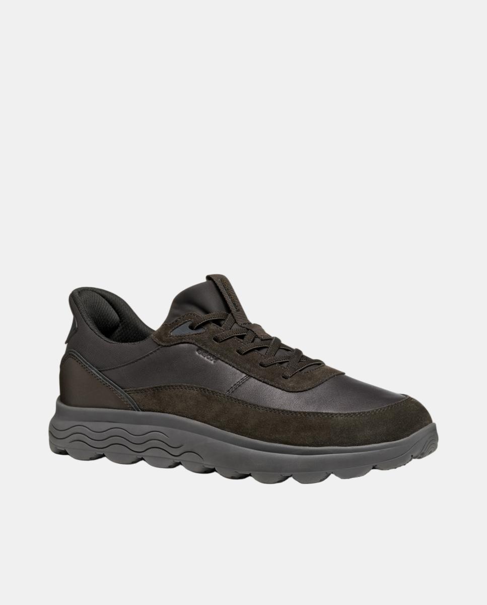 Imagen 3 de Zapatilla deportiva de caballero en ante y napa y suela amortiguada - Geox - Marrón oscuro Marrón oscuro
