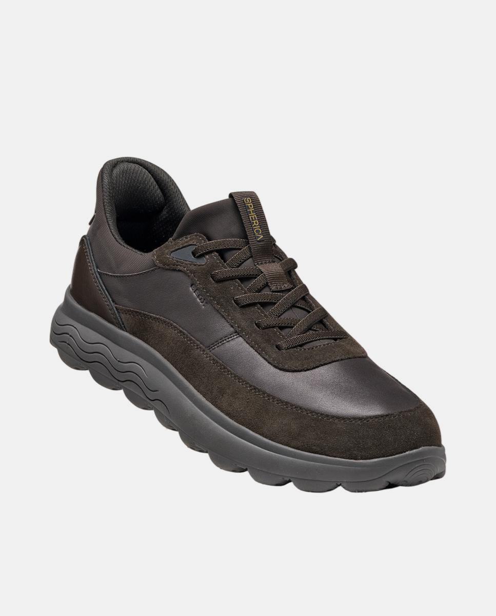 Imagen 5 de Zapatilla deportiva de caballero en ante y napa y suela amortiguada - Geox - Marrón oscuro Marrón oscuro
