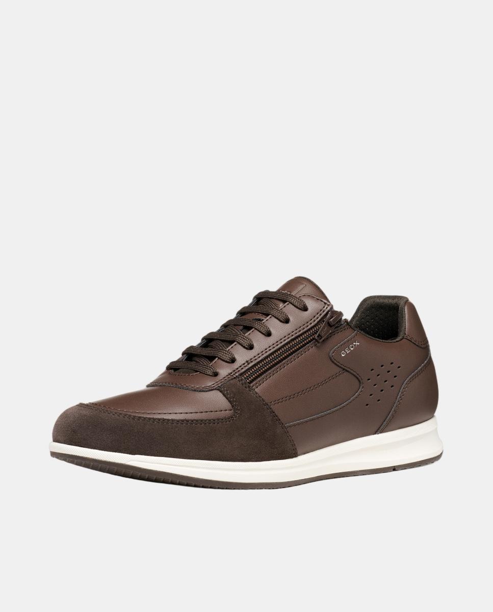 Zapatilla deportiva de caballero con cremallera lateral - Geox - Marrón chocolate Marrón chocolate-2