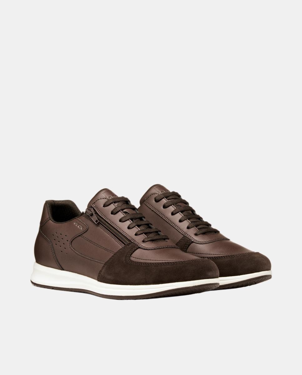 Zapatilla deportiva de caballero con cremallera lateral - Geox - Marrón chocolate Marrón chocolate-3
