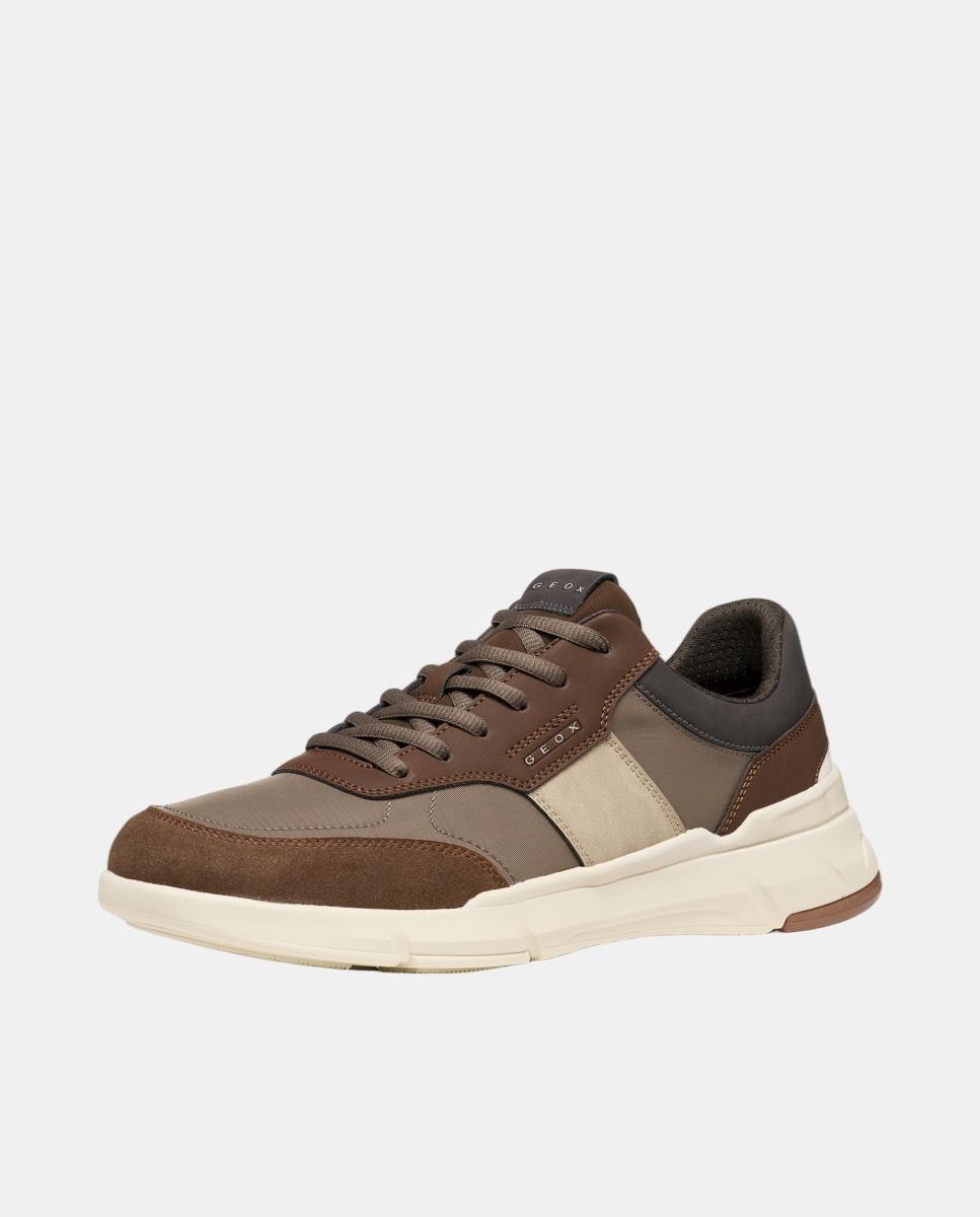 Zapatilla deportiva de caballero de corte bajo con efecto ante - Geox - Marrón oscuro Marrón oscuro-2
