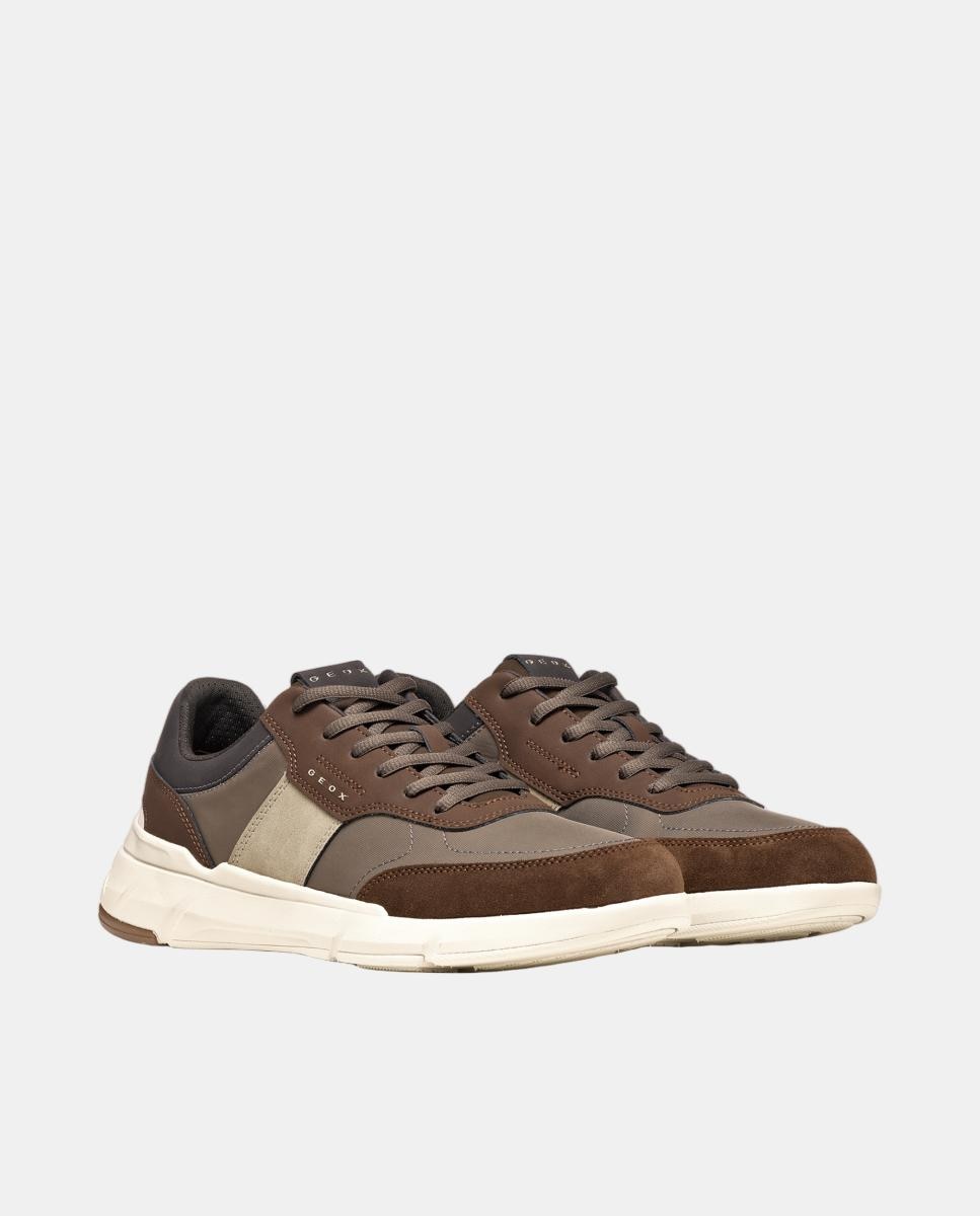 Zapatilla deportiva de caballero de corte bajo con efecto ante - Geox - Marrón oscuro Marrón oscuro-3