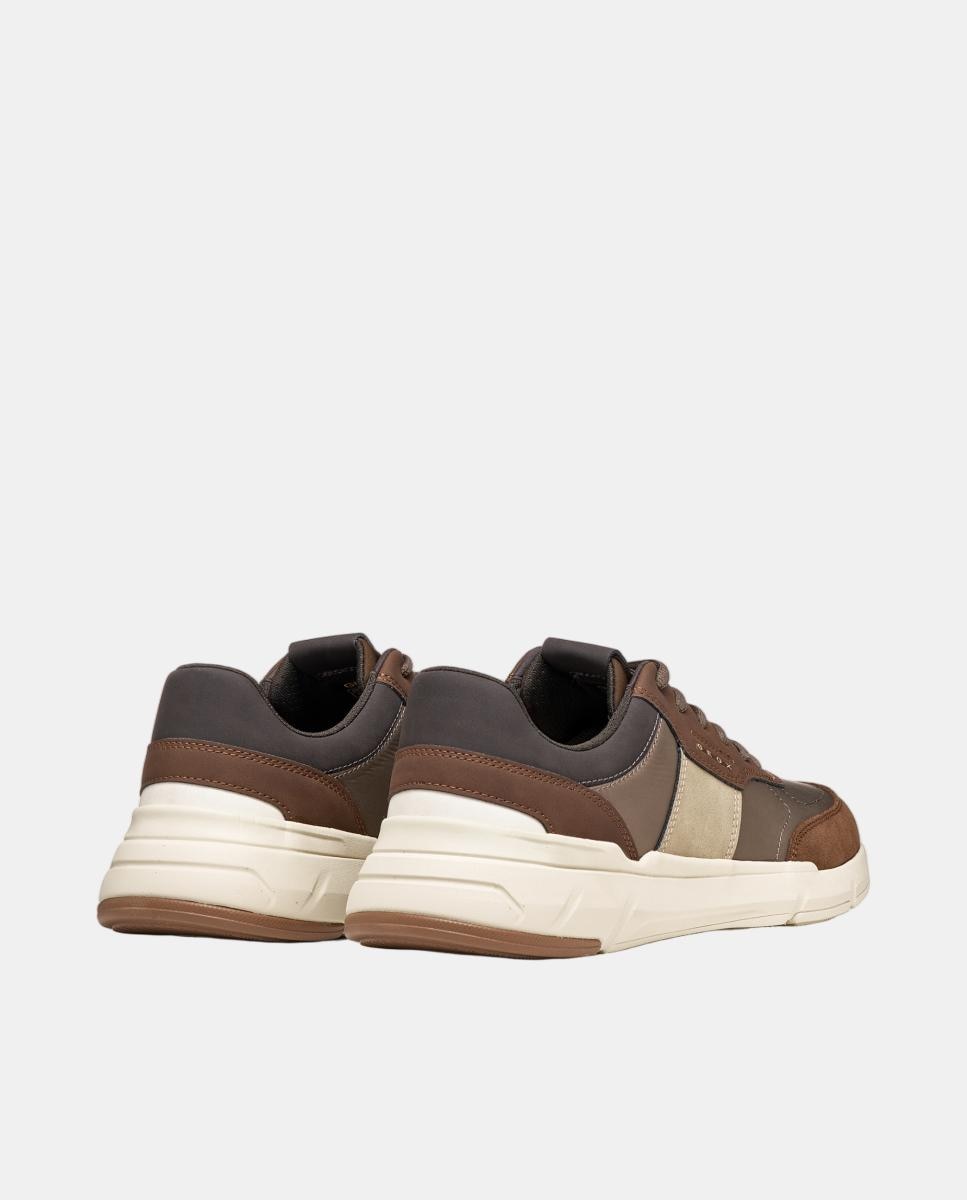 Zapatilla deportiva de caballero de corte bajo con efecto ante - Geox - Marrón oscuro Marrón oscuro-4