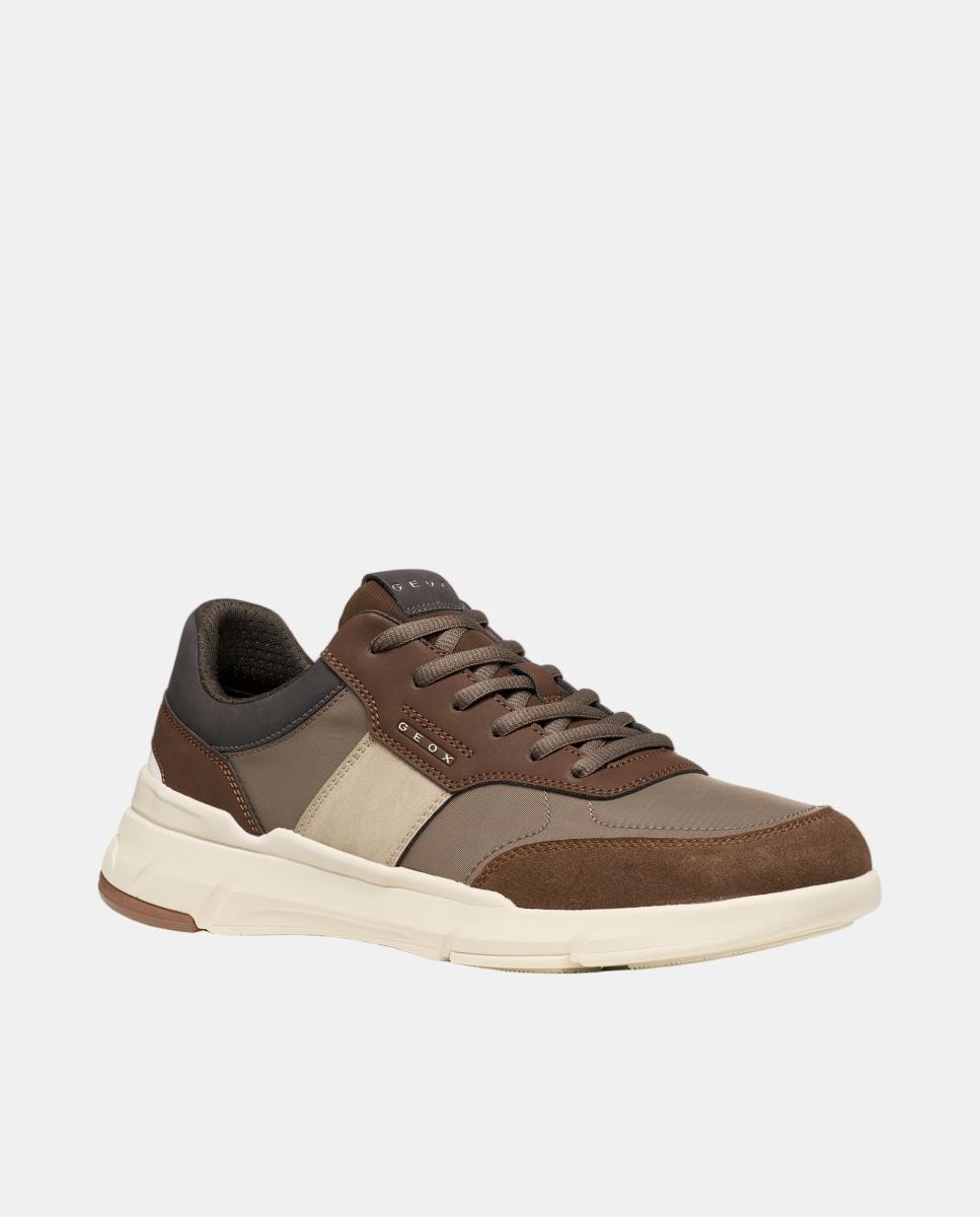 Zapatilla deportiva de caballero de corte bajo con efecto ante - Geox - Marrón oscuro Marrón oscuro-5