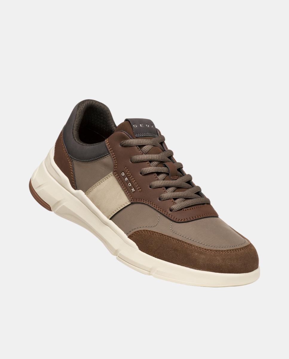 Zapatilla deportiva de caballero de corte bajo con efecto ante - Geox - Marrón oscuro Marrón oscuro-7