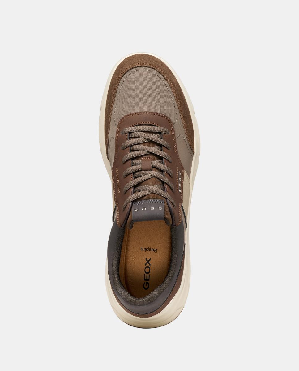 Zapatilla deportiva de caballero de corte bajo con efecto ante - Geox - Marrón oscuro Marrón oscuro-8