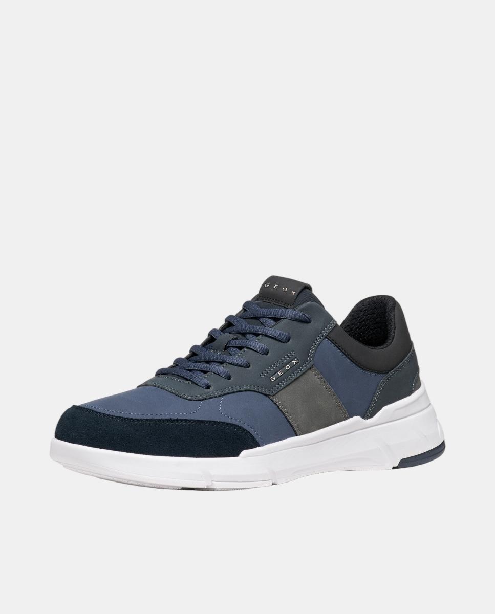 Zapatilla deportiva de caballero de corte bajo con efecto ante - Geox - Azul oscuro Azul oscuro-2
