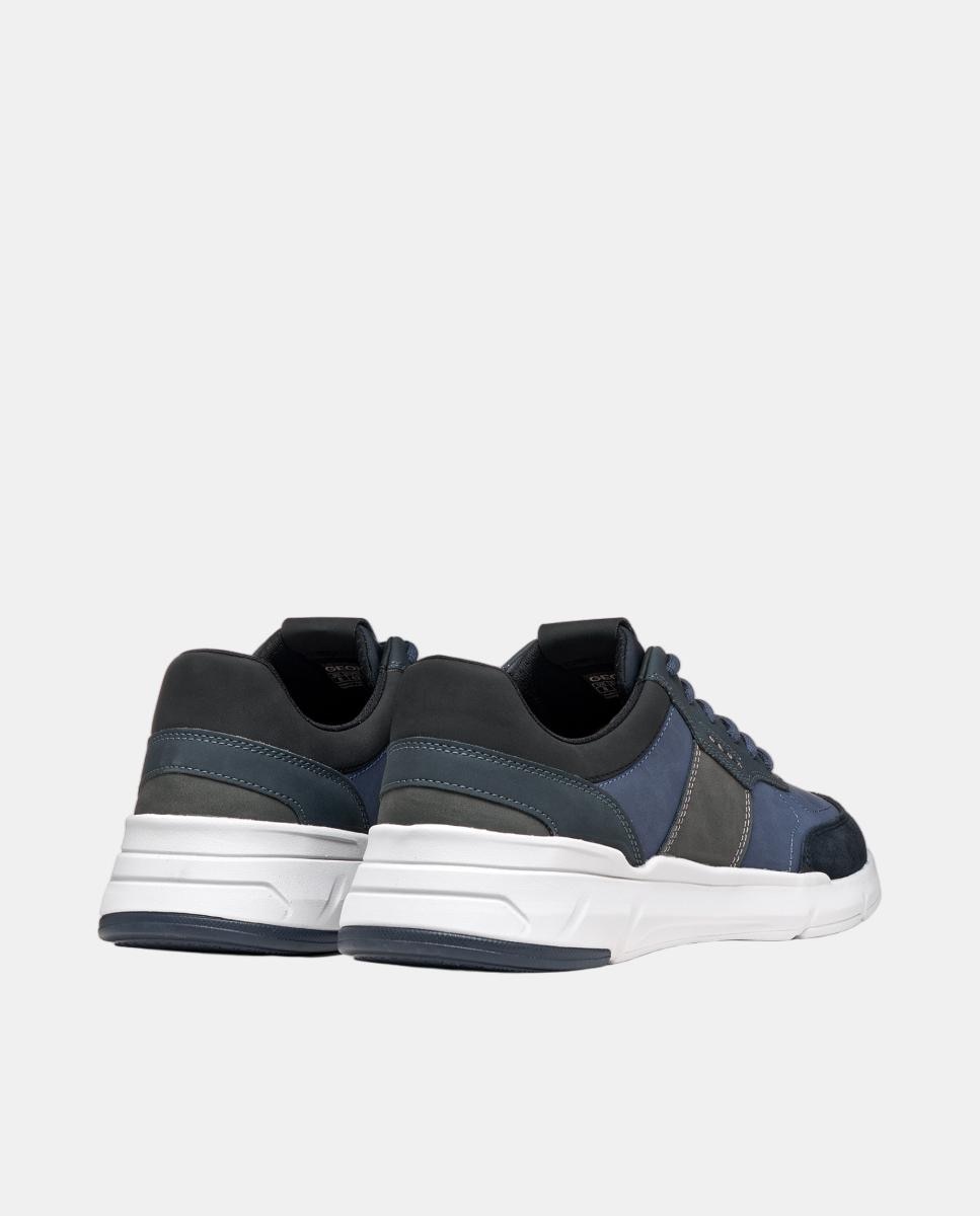 Zapatilla deportiva de caballero de corte bajo con efecto ante - Geox - Azul oscuro Azul oscuro-4