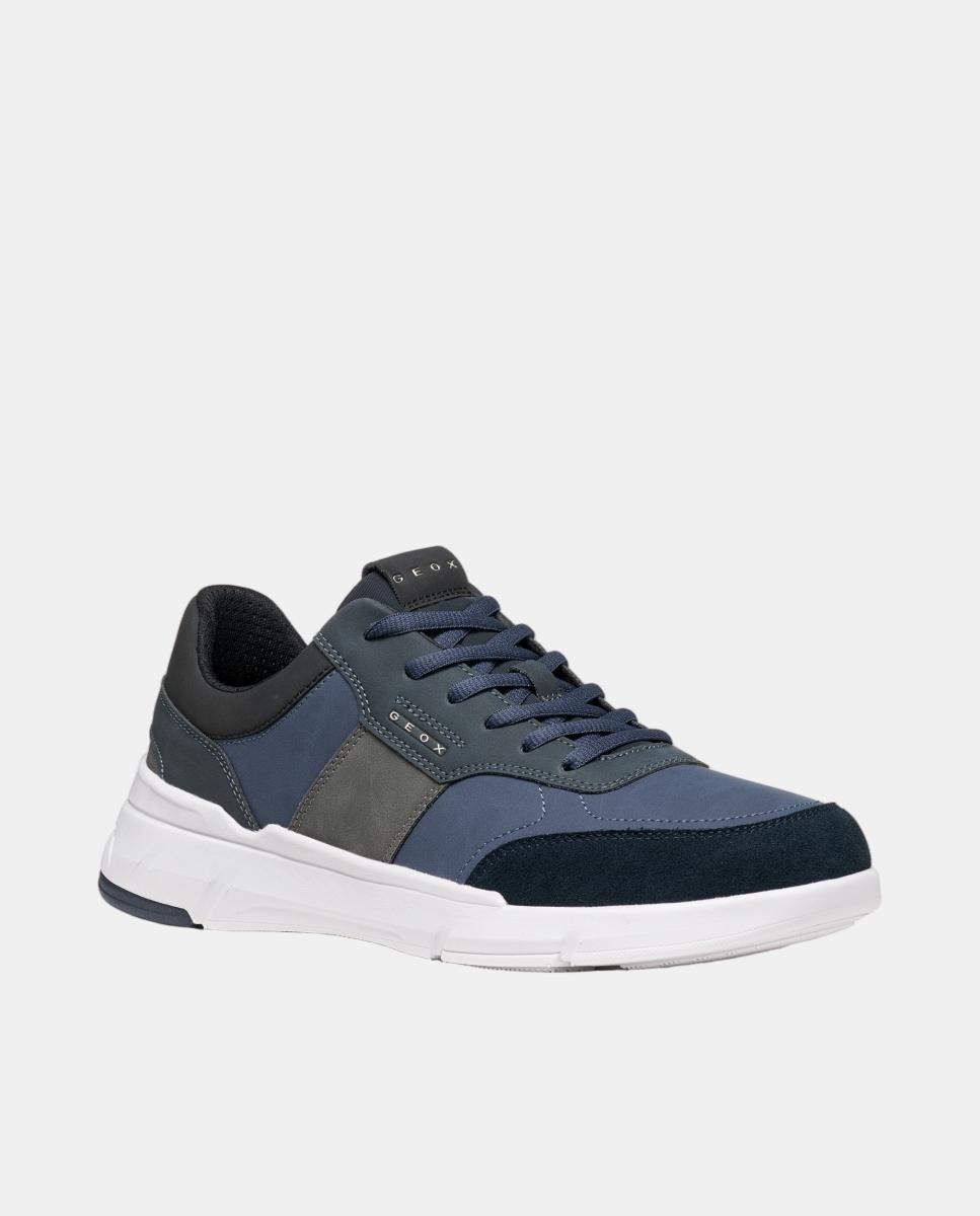 Zapatilla deportiva de caballero de corte bajo con efecto ante - Geox - Azul oscuro Azul oscuro-5