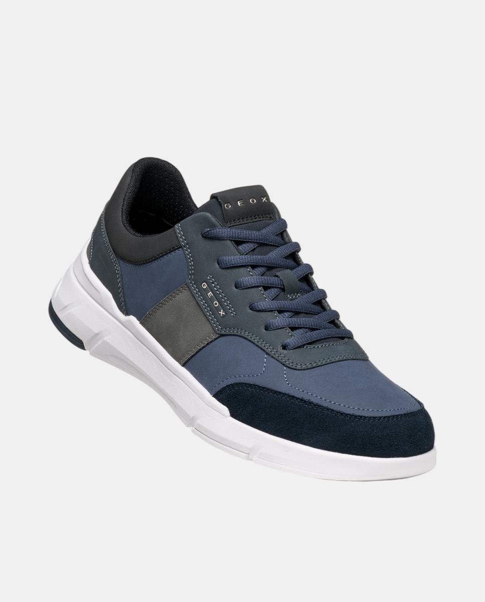 Zapatilla deportiva de caballero de corte bajo con efecto ante - Geox - Azul oscuro Azul oscuro-7