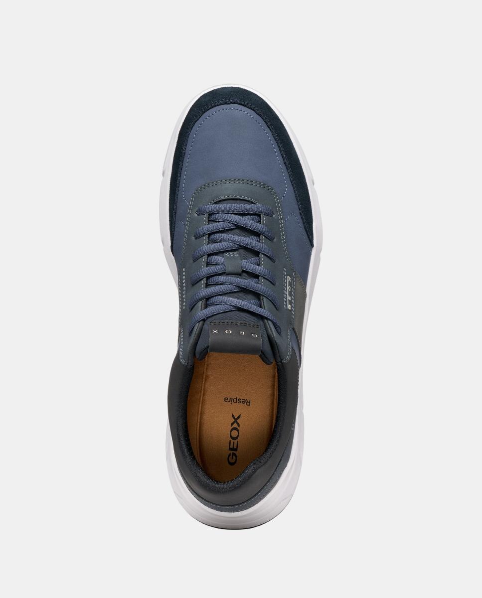 Zapatilla deportiva de caballero de corte bajo con efecto ante - Geox - Azul oscuro Azul oscuro-8