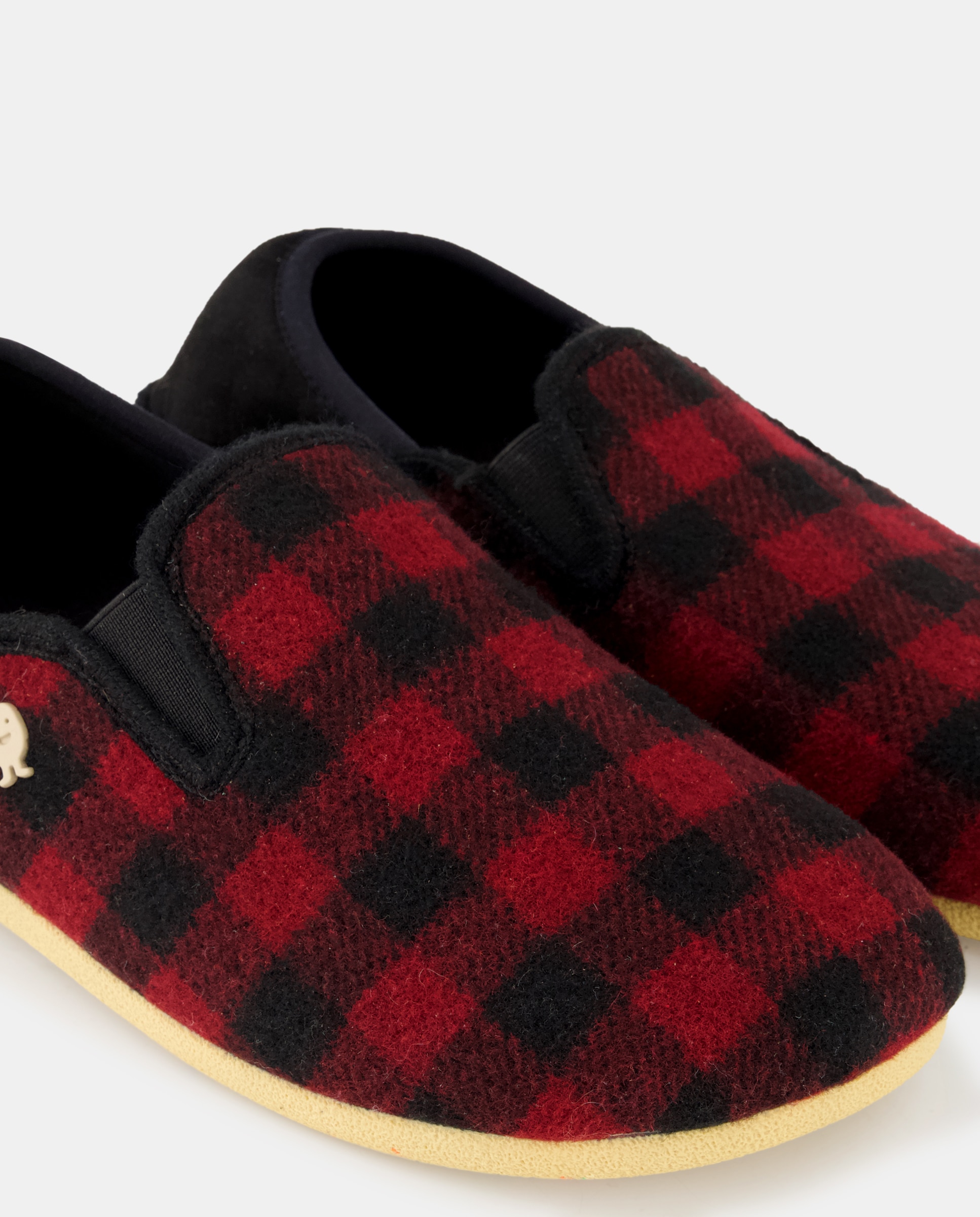 Pantufas Tipo Babuchas com Estampado aos Quadrados Bordeaux-5
