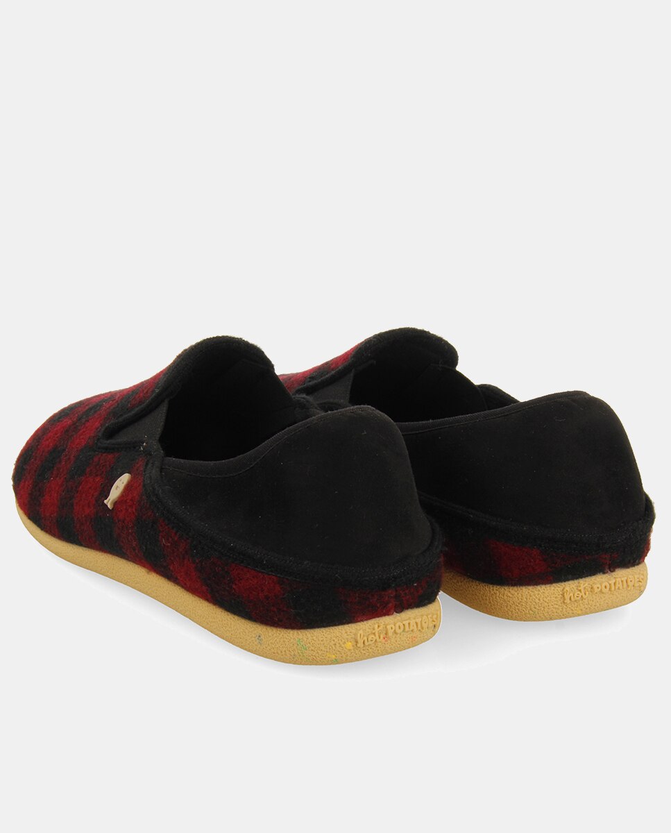 Pantufas Tipo Babuchas com Estampado aos Quadrados Bordeaux-8