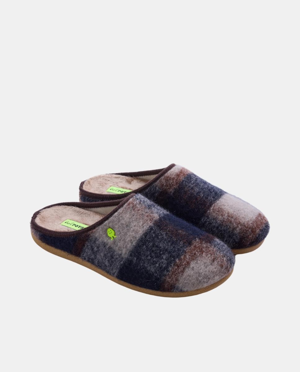 Zapatillas de estar por casa cuadros - Hot Potatoes - Marrón Marrón-2