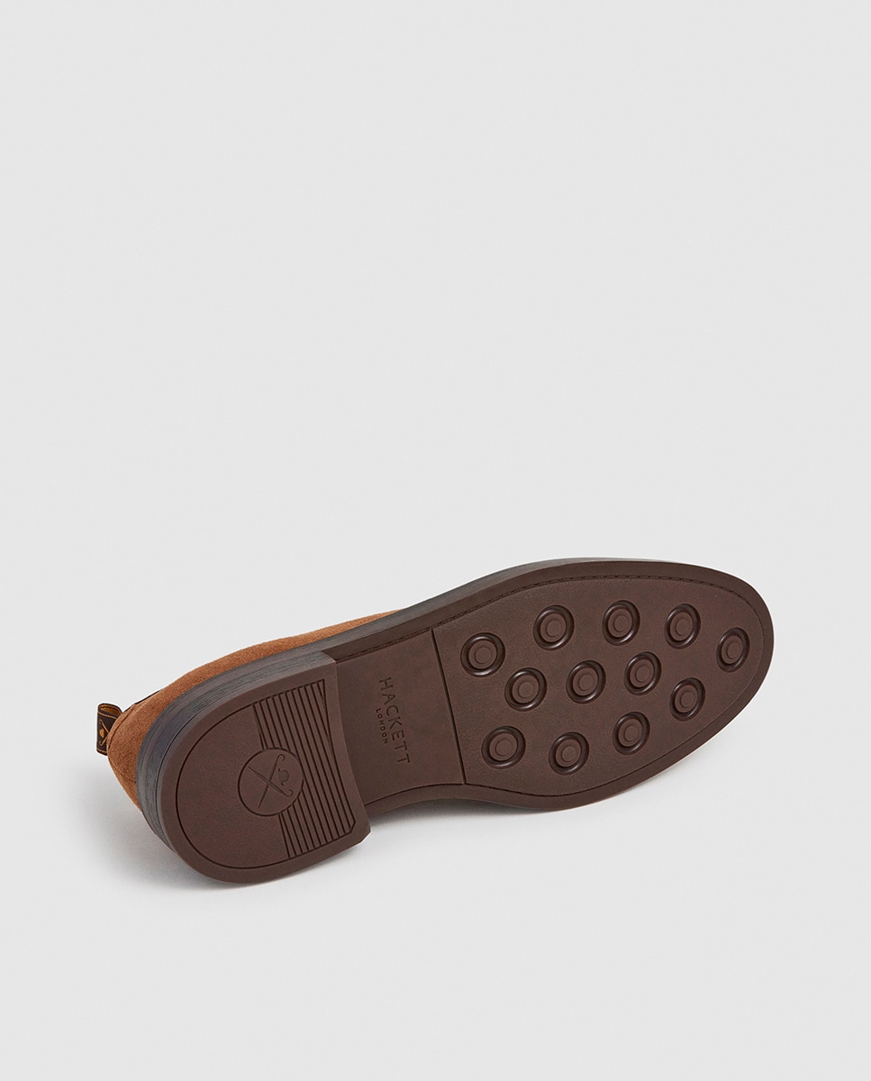 Sapatos de Camurça com Atacadores e Logótipo Cosido à Mão Castanho-escuro-6