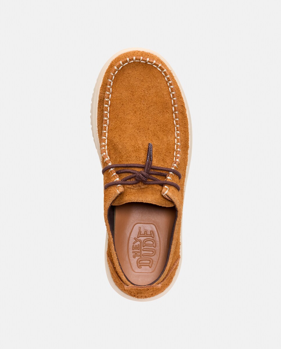 Sapatos de Atacadores em Croute Camel-7