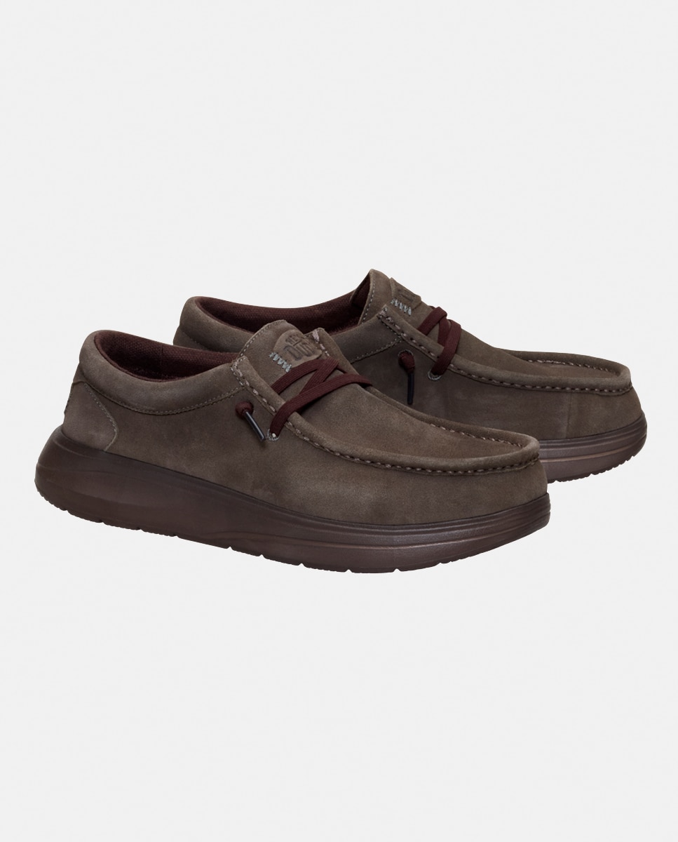 Sapatos de Atacadores em Camurça Castanho-2