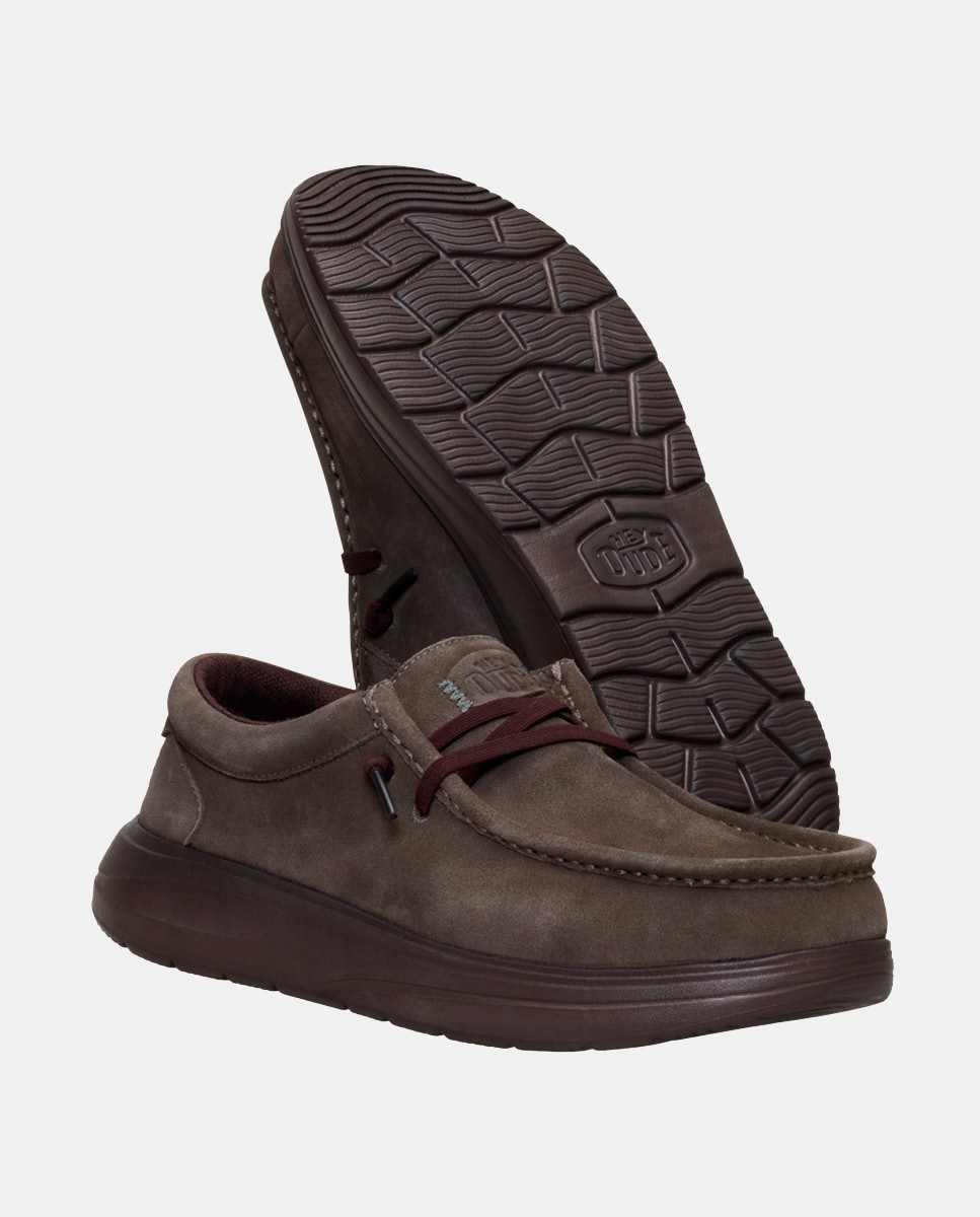 Sapatos de Atacadores em Camurça Castanho-3