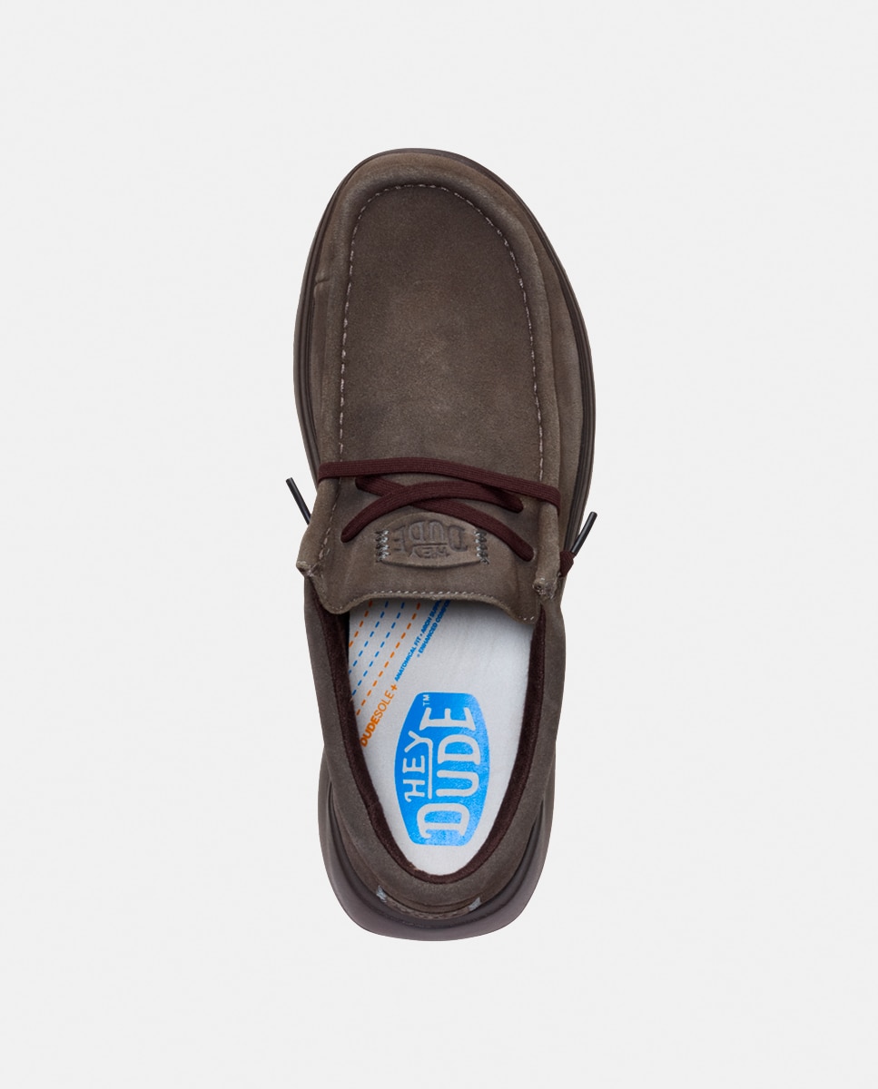 Sapatos de Atacadores em Camurça Castanho-7