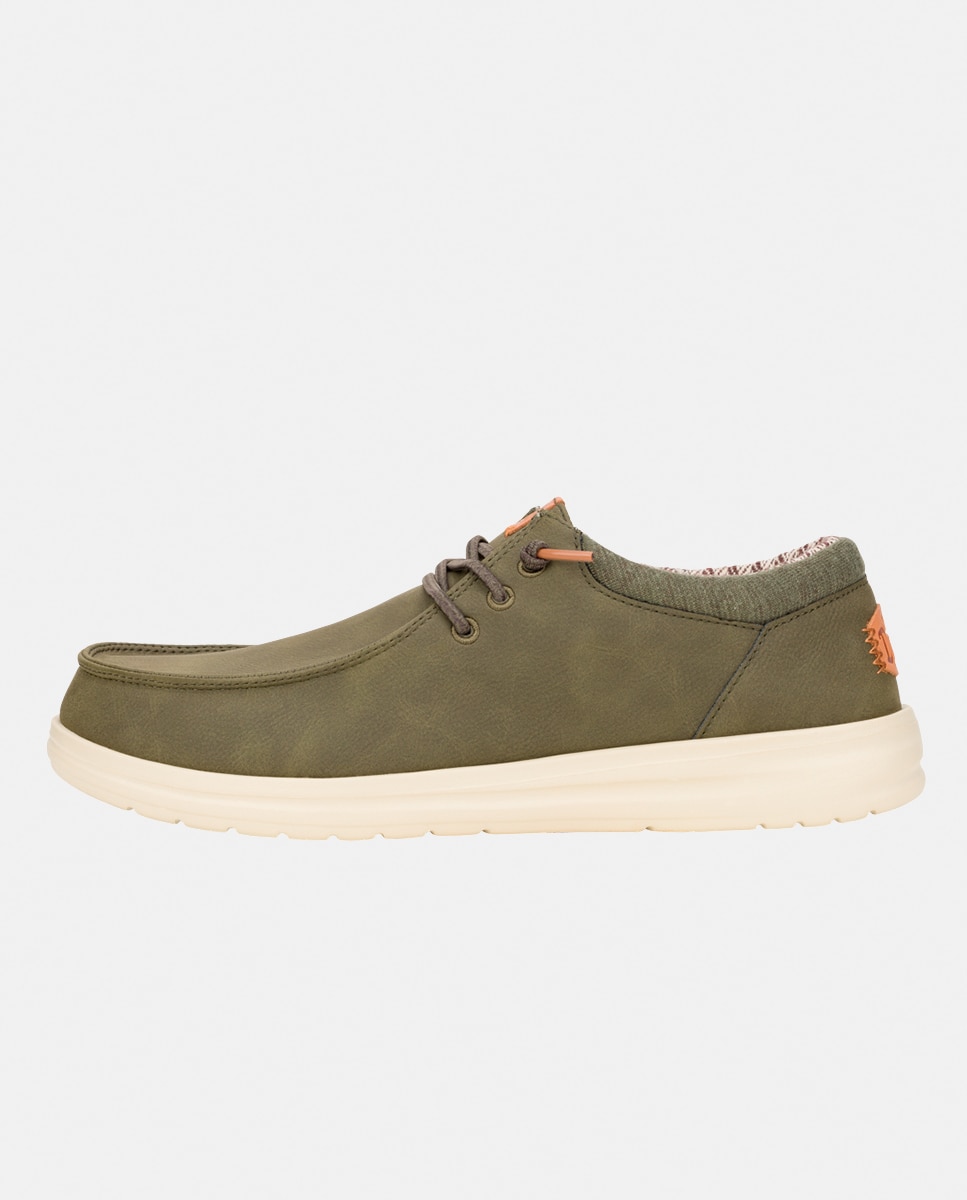Sapatos de Atacadores em Nobuck Sintético Caqui-5