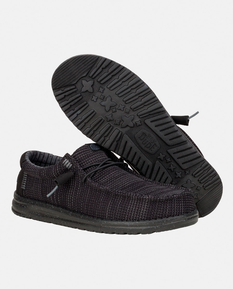 Sapatos de Atacadores em Malha Elástica Preto-3