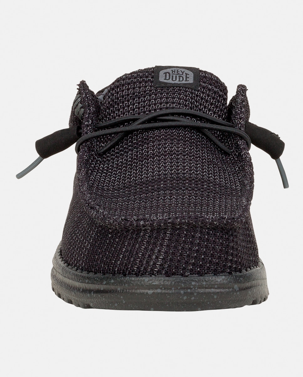 Sapatos de Atacadores em Malha Elástica Preto-4