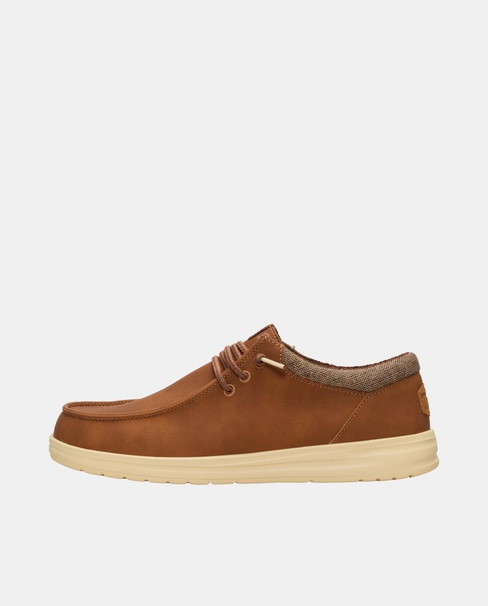 Sapatos de atacadores de homem em nobuk sintético Castanho caramelo-2