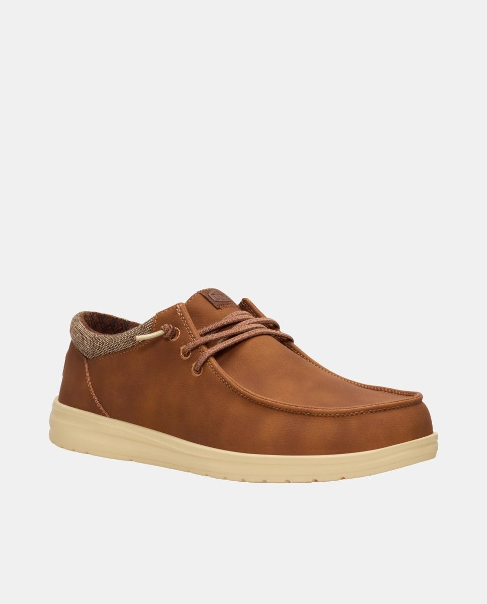 Sapatos de atacadores de homem em nobuk sintético Castanho caramelo-3