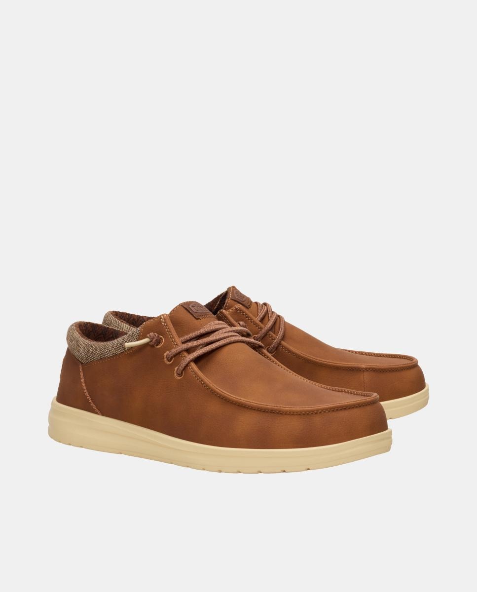 Sapatos de atacadores de homem em nobuk sintético Castanho caramelo-4