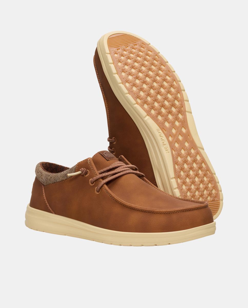 Sapatos de atacadores de homem em nobuk sintético Castanho caramelo-5