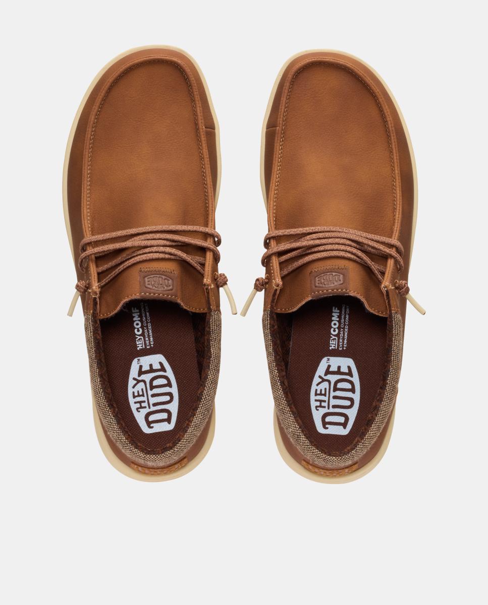 Sapatos de atacadores de homem em nobuk sintético Castanho caramelo-8