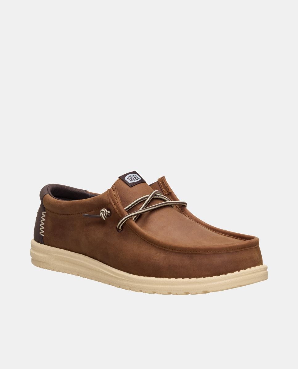Sapatos de atacadores de homem em pele Castanho-3