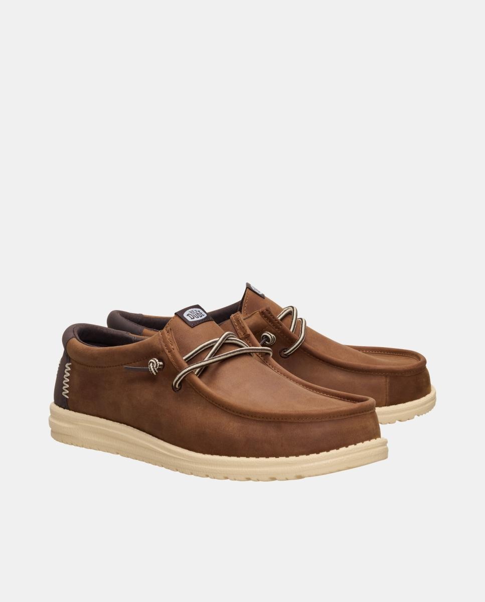 Sapatos de atacadores de homem em pele Castanho-4