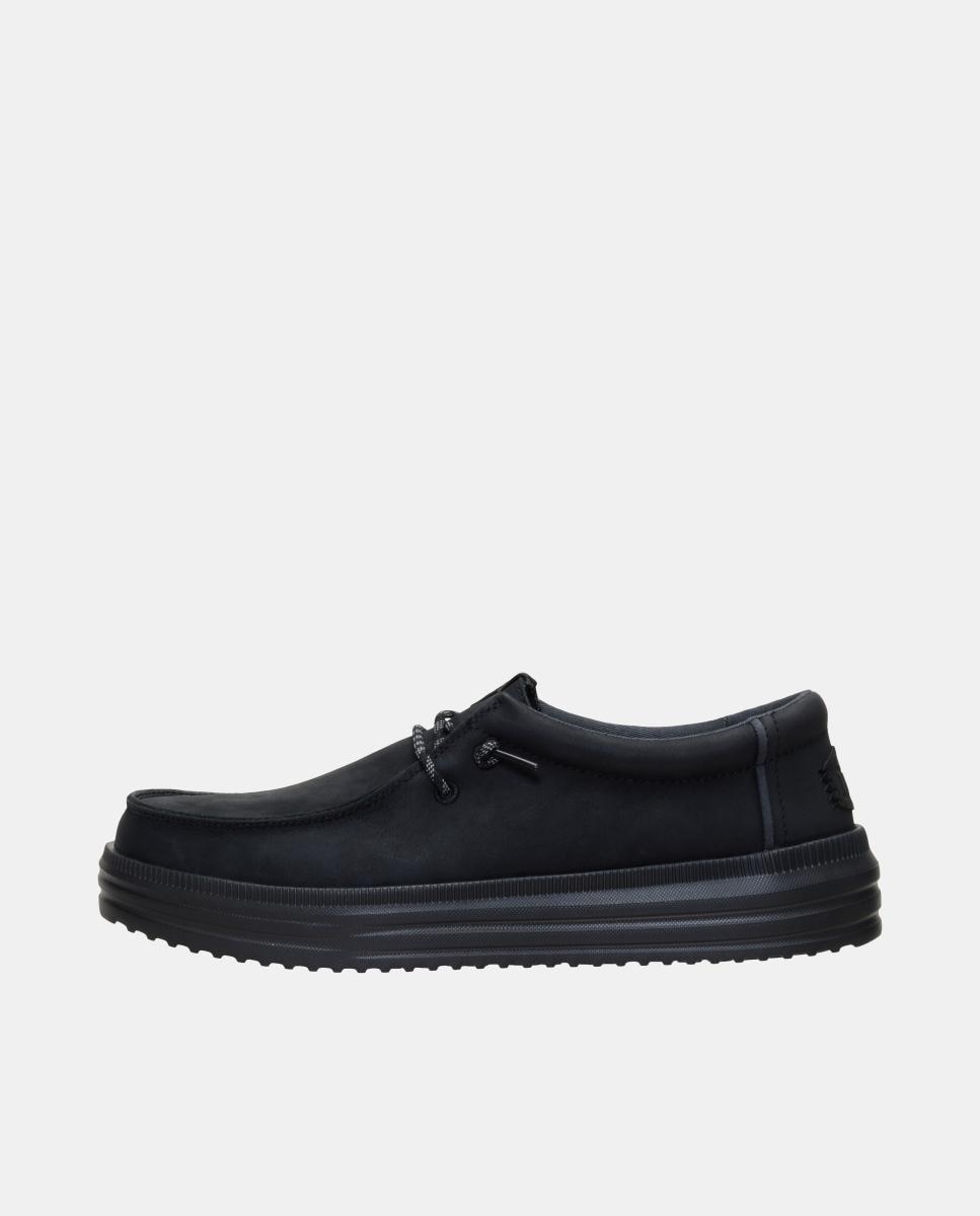 Sapatos de atacadores de homem em pele Preto-2