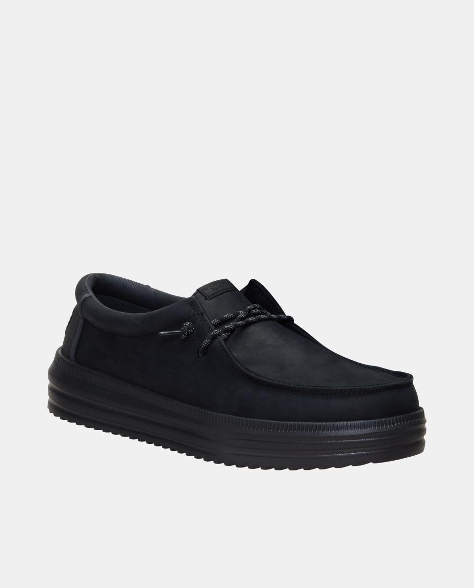 Sapatos de atacadores de homem em pele Preto-3