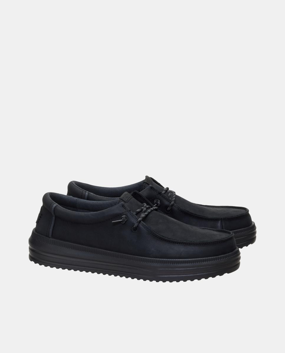 Sapatos de atacadores de homem em pele Preto-4