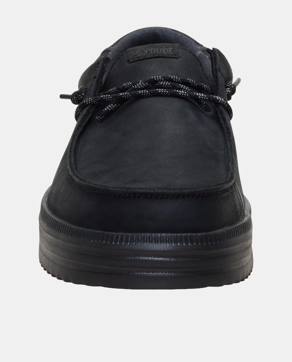 Sapatos de atacadores de homem em pele Preto-6