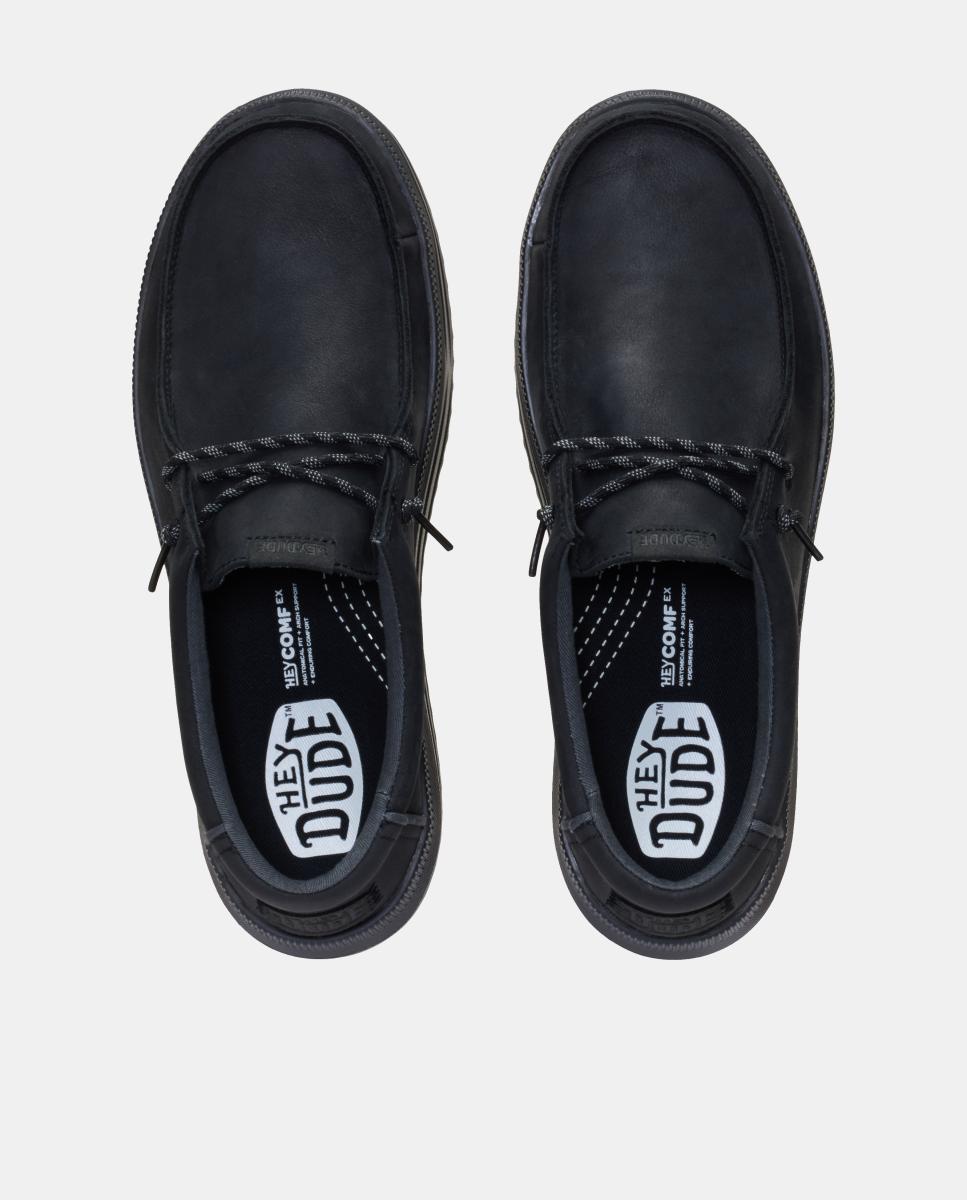 Sapatos de atacadores de homem em pele Preto-8