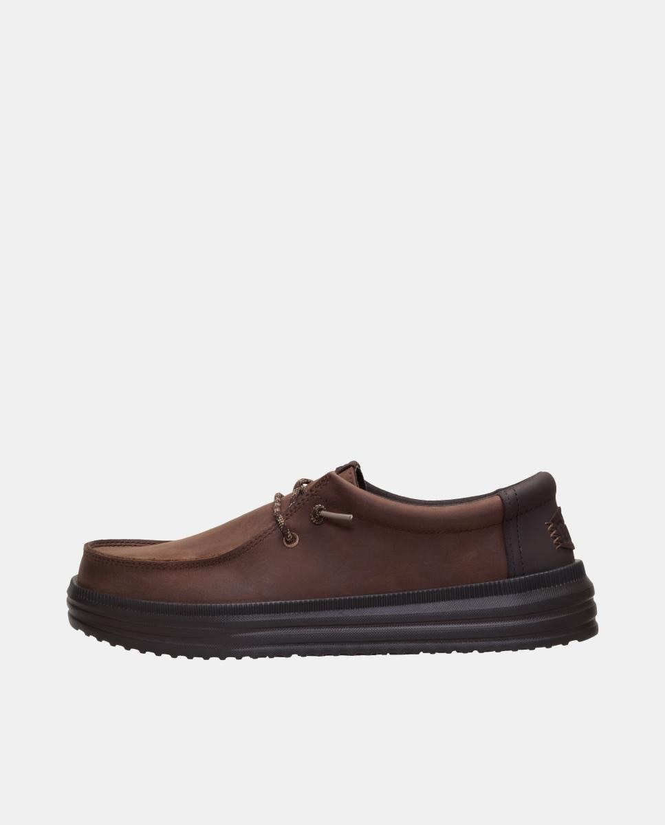 Sapatos de atacadores de homem em pele Castanho-escuro-2