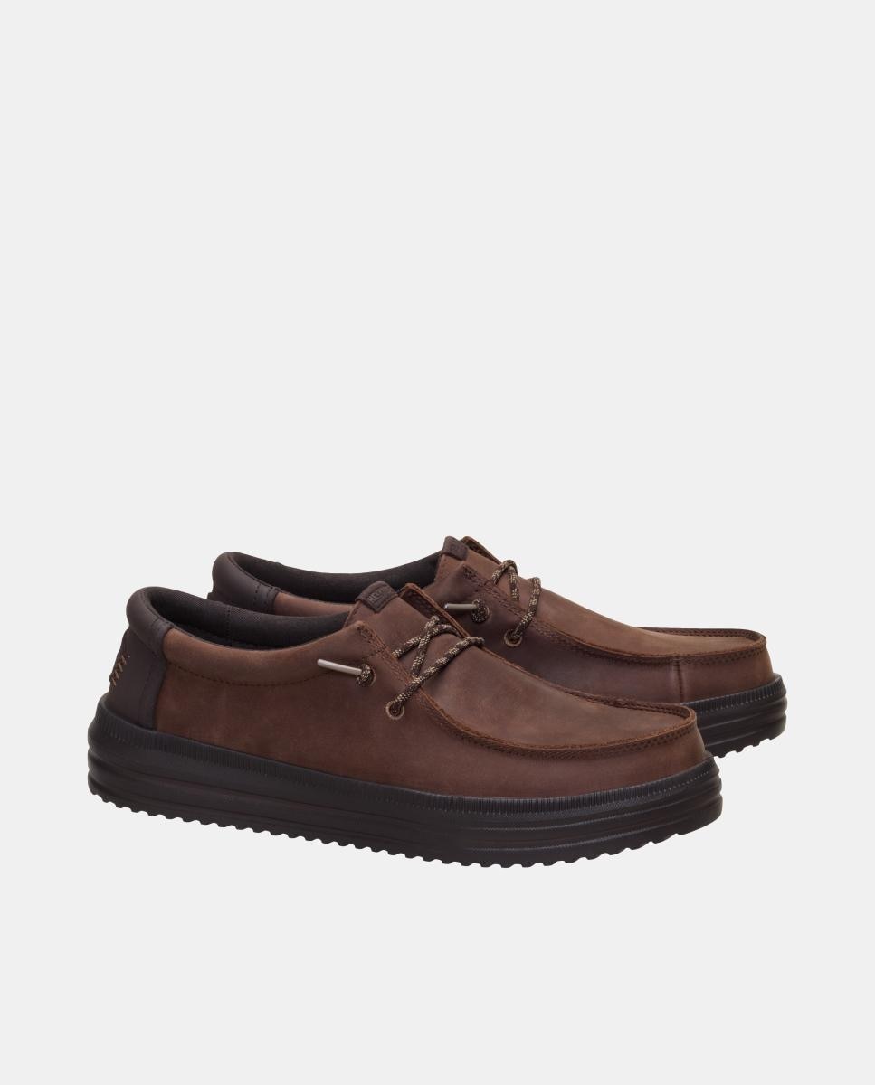 Sapatos de atacadores de homem em pele Castanho-escuro-4