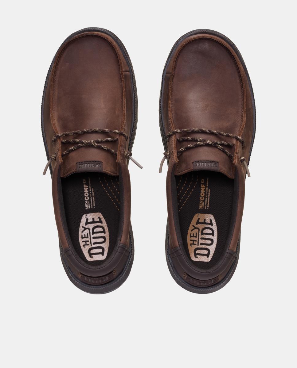 Sapatos de atacadores de homem em pele Castanho-escuro-8