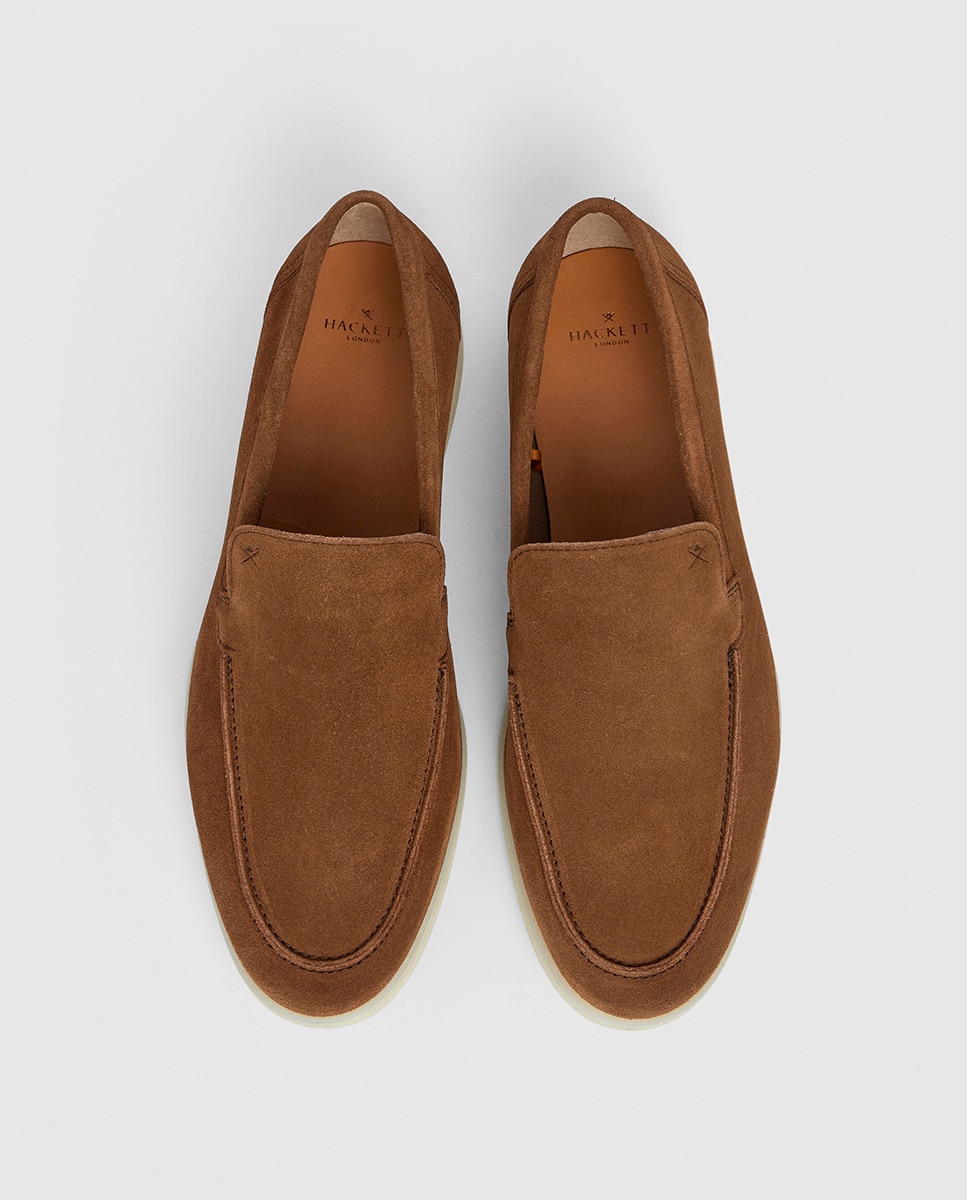 Mocassins de Camurça com Sola de Borracha Castanho-claro-2